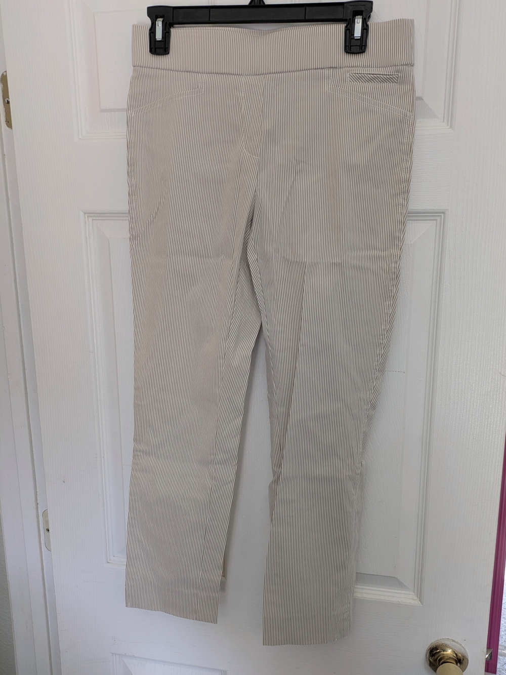 Anne Klein Cream Pinstripe Straight Leg Pants